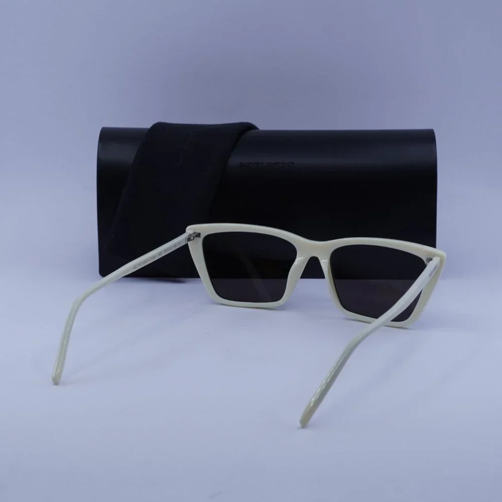 Saint Laurent SL737 MICA THIN 005 Cat Eye Sunglasses - Ivory / Black